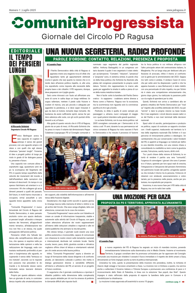 Comunità Progressista – n. 1 Luglio 2025