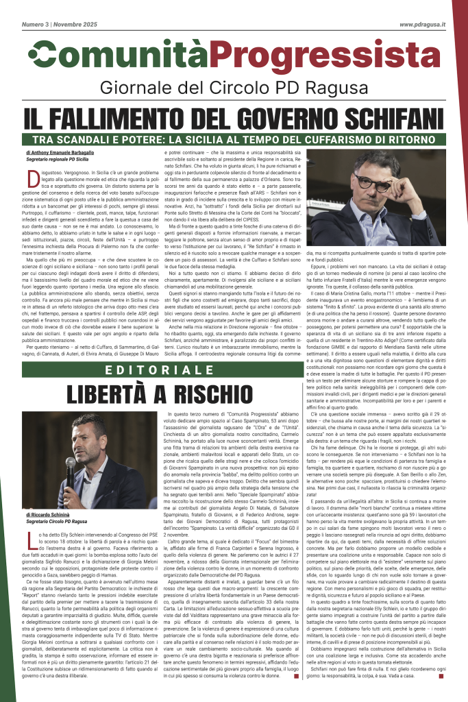 Comunità Progressista – n. 3 Novembre 2025