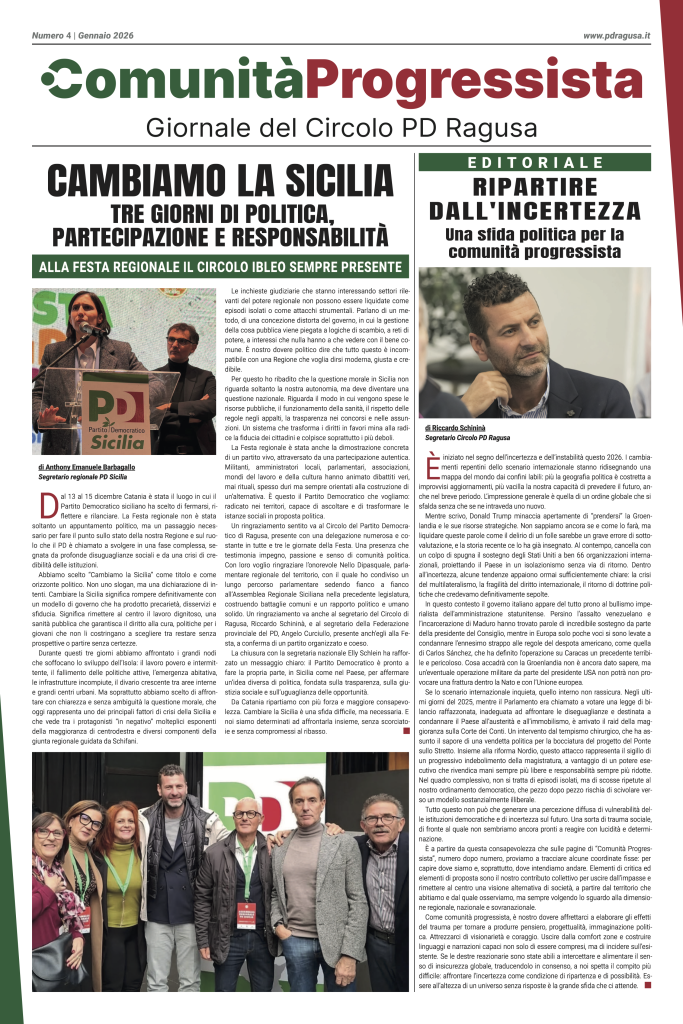 Comunità Progressista – n. 4 Gennaio 2026