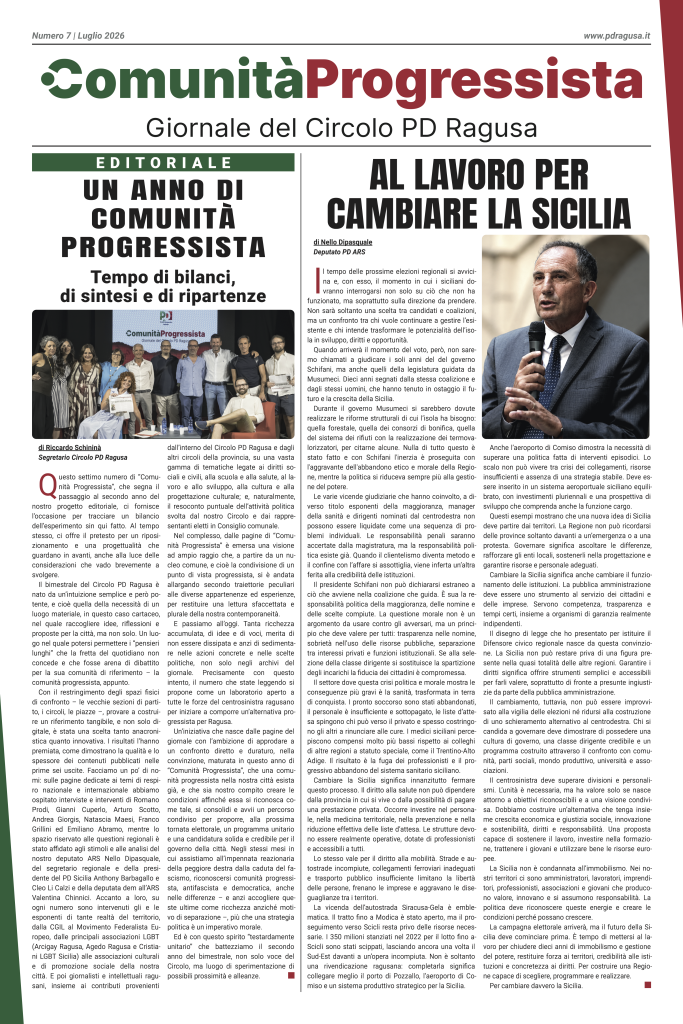 Comunità Progressista – n. 7 Luglio 2026